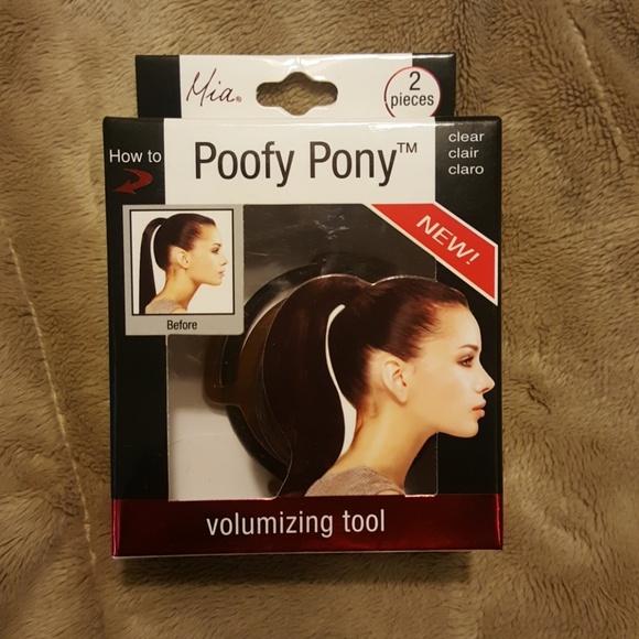 BRAND NEW IN PACKAGE 2 pack MIA POOFY PONY CLEAR VOLUMIZING TOOL FOR PONYTAILS